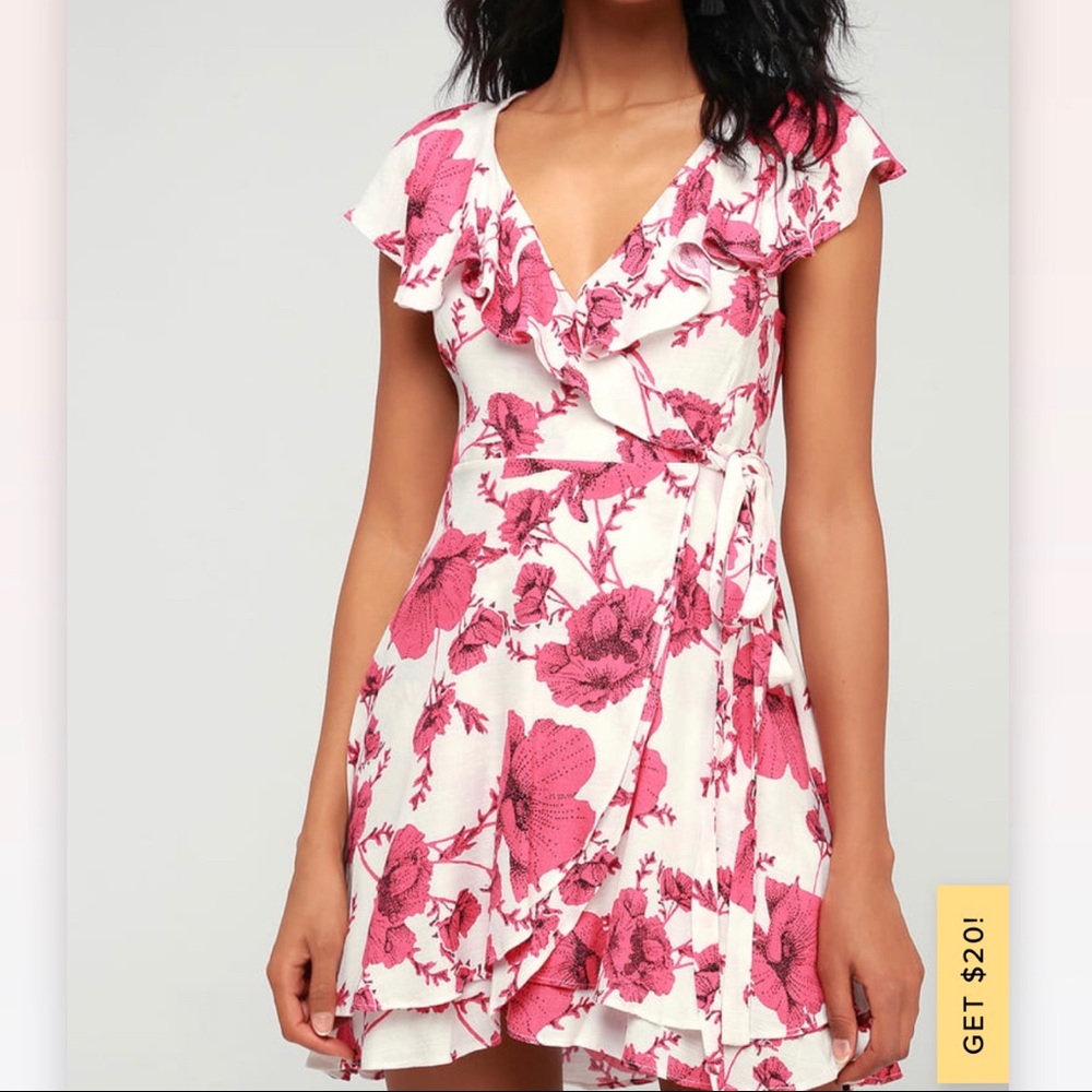 Free People French Quarter Ivory Floral Print Wrap Dress